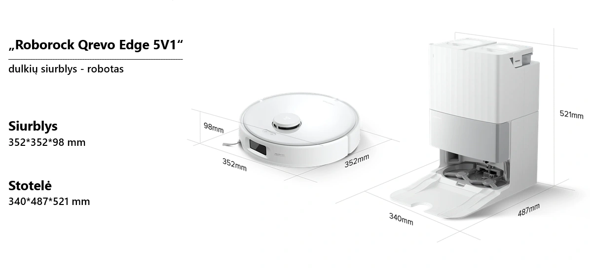 Roborock Qrevo Edge 5V1 dulkių siurblys - robotas, juoda, 17 nuotrauka